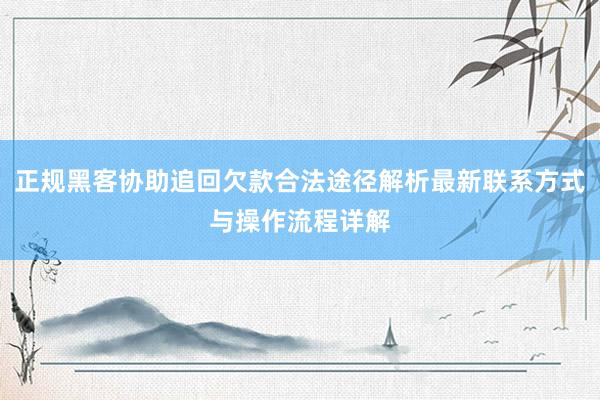 正规黑客协助追回欠款合法途径解析最新联系方式与操作流程详解