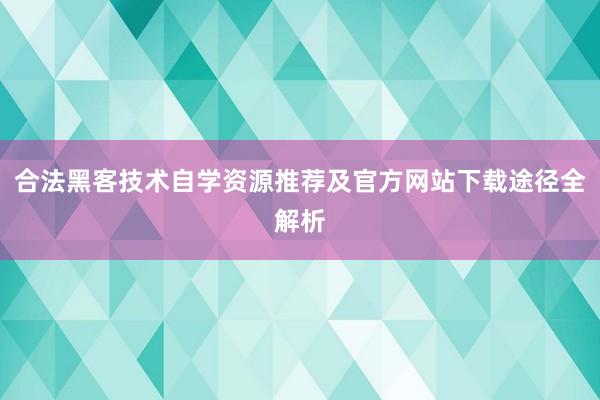 合法黑客技术自学资源推荐及官方网站下载途径全解析