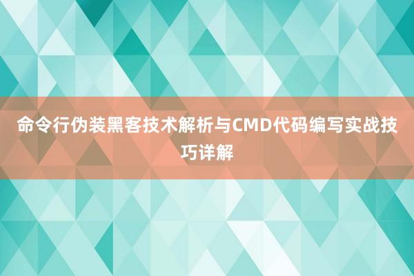 命令行伪装黑客技术解析与CMD代码编写实战技巧详解