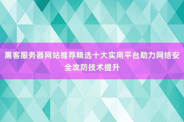 黑客服务器网站推荐精选十大实用平台助力网络安全攻防技术提升